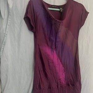 Women's Ombré Purple and Pink Scoop Neck Jersey Top